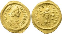 Byzantine Coins JUSTINIAN I (527-565). GOLD Tremissis. Constantinople. Obv: D N IVSTINIANVS P P AVG. Diademed, draped and cuirassed bust right. Rev: VICTORIA AVGVSTORVM / CONOB. Victory advancing righ