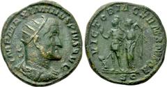 Roman Imperial Coins MAXIMINUS THRAX (235-238). Dupondius. Rome. Obv: IMP MAXIMINVS PIVS AVG. Radiate, draped and cuirassed bust right. Rev: VICTORIA GERMANICA / S - C. Maximinus standing left, holdin