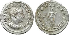 Roman Imperial Coins BALBINUS (238). Denarius. Rome. Obv: IMP C D CAE L BALBINVS AVG. Laureate, draped and cuirassed bust right. Rev: IOVI CONSERVATORI. Jupiter standing left, holding sceptre and thun