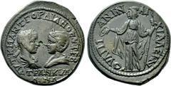 Roman Provincial Coins THRACE. Anchialus. Gordian III with Tranquillina (238-244). Ae. Obv: AVT K M ANT ΓOPΔIANOC AVΓ CEB / TPANKVΛΛINA. Draped busts of Gordian, laureate and cuirassed, and Tranquilli