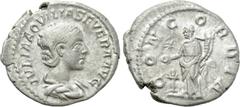 Roman Imperial Coins AQUILIA SEVERA (Augusta, 220-221 & 221-222). Denarius. Rome. Obv: IVLIA AQVILIA SEVERA AVG. Draped bust right. Rev: CONCORDIA. Concordia standing left, holding double cornucopia a