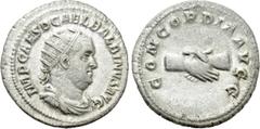 Roman Imperial Coins BALBINUS (238). Antoninianus. Rome. Obv: IMP CAES D CAE L BALBINVS AVG. Radiate, draped and cuirassed bust right. Rev: CONCORDIA AVGG. Clasped hands. RIC 10. Condition: Good very 