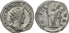 Roman Imperial Coins TREBONIANUS GALLUS (251-253). Antoninianus. Antioch. Obv: IMP C C VIB TREB GALLVS P F AVG. Radiate, draped and cuirassed bust right; IIV below. Rev: FELICITAS PVBL / IIV. Felicita