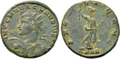 Roman Imperial Coins CLAUDIUS II GOTHICUS (268-270). Antoninianus. Cyzicus. Obv: IMP C M AVR CLAVDIVS AVG. Radiate and cuirassed bust left, holding shield and spear. Rev: PAX AETERNA / SPQR. Pax stand