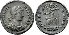 Roman Imperial Coins GRATIAN (367-383). Siliqua. Treveri. Obv: D N GRATIANVS P F AVG. Diademed, draped and cuirassed bust right. Rev: VRBS ROMA / TRPS•. Roma seated left on throne, holding victoriola 