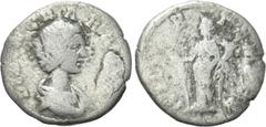 Roman Imperial Coins DIDIA CLARA (Augusta, 193). Denarius. Rome. Obv: DIDIA CLARA AVG. Draped bust right. Rev: HILAR TEMPOR. Hilaritas standing left, holding palm frond and cornucopia. RIC 10; T&M 295