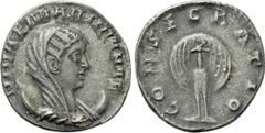Roman Imperial Coins DIVA MARINIANA (Died before 253). Antoninianus. Rome. Struck under Valerian I. Obv: DIVAE MARINIANAE. Veiled and draped bust right, set upon crescent. Rev: CONSECRATIO. Peacock st