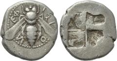 Greek Coins IONIA. Ephesos. Drachm (Circa 500-420 BC). Obv: ΕΦEΣION. Bee. Rev: Quadripartite incuse square. SNG Kayhan I 140. Condition: Very fine. Weight: 3.25 g. Diameter: 14 mm.
