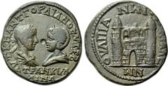 Roman Provincial Coins THRACE. Anchialus. Gordian III with Tranquillina (238-244). Ae. Obv: AVT K M ANT ΓOPΔIANOC AVΓ CEB / TPANKVΛΛINA. Draped busts of Gordian, laureate and cuirassed, and Tranquilli