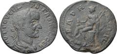 Roman Provincial Coins LYCIA. Baris. Trebonianus Gallus (251-253). Ae. Obv: AYT Γ OYEIB TΡΒ ΓAΛΛOC CEB. Laureate, draped and cuirassed bust right. Rev: BAΡHNΩN. Hermes seated left on cippus, holding p
