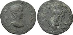 Roman Provincial Coins LYCIA. Corydalla. Tranquillina (Augusta, 241-244). Ae. Obv: CΑΒEINIAN ΤΡΑΝΚYΛΛЄΙΝΑN CЄ. Draped bust right, wearing stephane. Rev: ΚΟRYΔΑΛΛΕWN. Tyche standing left with rudder an