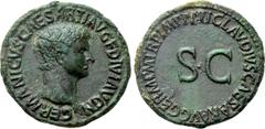 Roman Imperial Coins GERMANICUS (Died 19). As. Rome. Struck under Claudius. Obv: GERMANICVS CAESAR TI AVG F DIVI AVG N. Bare head right. Rev: TI CLAVDIVS CAESAR AVG GERM P M TR P IMP P P. Large S C. R