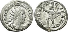 Roman Imperial Coins TREBONIANUS GALLUS (251-253). Antoninianus. Antioch. Obv: IMP C C VIB TREB GALLVS P F AVG. Radiate, draped and cuirassed bust right. Rev: MARTI PACIFERO. Mars advancing left, hold