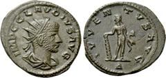 Roman Imperial Coins CLAUDIUS II GOTHICUS (268-270). Antoninianus. Antioch. Obv: IMP C CLAVDIVS AVG. Radiate, draped and cuirassed bust right. Rev: IVVENTVS AVG / Δ. Herkules standing front, head left