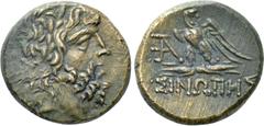 Greek Coins PAPHLAGONIA. Sinope. Ae (Circa 95-90 or 80-70 BC). Struck under Mithradates VI Eupator. Obv: Laureate head of Zeus right. Rev: ΣΙΝΩΠΗΣ. Eagle, with head right and wings spread, standing le
