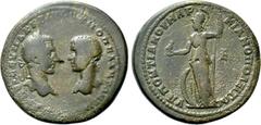 Roman Provincial Coins MOESIA INFERIOR. Marcianopolis. Macrinus, with Diadumenian (217-218). Ae Pentassarion. Obv: AVT K OΠEΛ CEVH MAKPEINOC K M OΠEΛ ANTΩNEINOC. Confronted heads of Macrinus, laureate