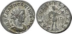 Roman Imperial Coins CARINUS (283-285). Antoninianus. Rome. Obv: IMP C M AVR CARINVS AVG. Radiate, draped and cuirassed bust right. Rev: SAECVLI FELICITAS / D. Emperor standing right with globe and sp