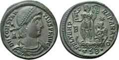 Roman Imperial Coins CONSTANTIUS II (337-361). Maiorina. Thessalonica. Obv: DN CONSTANTIVS PF AVG. Diademed, draped and cuirassed bust right; A to left. Rev: FEL TEMP REPARATIO / . TSB . / B / *. Cons