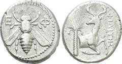 Greek Coins IONIA. Ephesos. Tetradrachm (Circa 390-325 BC). Philites, magistrate. Obv: Ε - Φ. Bee. Rev: ΦIΛITHΣ. Forepart of stag right, head left; palm tree to left. BMC -; SNG Tübingen -; SNG von Au