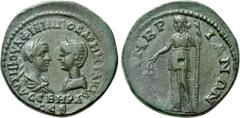 Roman Provincial Coins THRACE. Mesembria. Philip I the Arab with Otacilia Severa (244-249). Ae. Obv: AVT M IOVA ΦΙΛΙΠΠΟC AVΓ M WTAKIA CEBHPA CEB. Laureate, draped and cuirassed bust of Philip and drap
