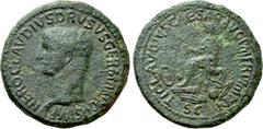 Roman Imperial Coins NERO CLAUDIUS DRUSUS (Died 9 BC). Sestertius. Rome. Struck under Claudius (41-54). Obv: NERO CLAVDIVS DRVSVS GERMANICVS IMP. Bare head left. Rev: TI CLAVDIVS CAESAR AVG P M TR P I
