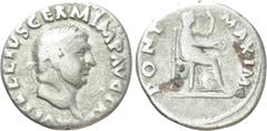 Roman Imperial Coins VITELLIUS (69). Denarius. Rome. Obv: A VITELLIVS GERM IMP AVG TR P. Laureate head right. Rev: PONT MAXIM. Vesta seated right on throne, holding patera and sceptre. RIC² 107. Condi