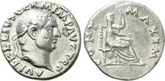 Roman Imperial Coins VITELLIUS (69). Denarius. Rome. Obv: A VITELLIVS GERM IMP AVG TR P. Laureate head right. Rev: PONT MAXIM. Vesta seated right on throne, holding patera and sceptre. RIC² 107. Condi