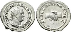 Roman Imperial Coins BALBINUS (238). Antoninianus. Rome. Obv: IMP CAES D CAE L BALBINVS AVG. Radiate, draped and cuirassed bust right. Rev: FIDES MVTVA AVGG. Clasped hands. RIC 12. Condition: Good ver