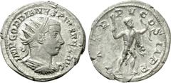 Roman Imperial Coins GORDIAN III (238-244). Antoninianus. Antioch. Obv: IMP GORDIANVS PIVS FEL AVG. Radiate, draped and cuirassed bust right. Rev: P M TR P V COS II P P. Hercules advancing right, hold