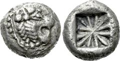 Greek Coins DYNASTS OF LYCIA. Uncertain dynast (Circa 500 BC). Stater. Uncertain mint. Obv: Head of lion right. Rev: Floral pattern within incuse square. Cf. Müseler I,1-2 (design of incuse pattern); 