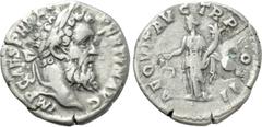 Roman Imperial Coins PERTINAX (193). Denarius. Rome. Obv: IMP CAES P HELV PERTIN AVG. Laureate head right. Rev: AEQVIT AVG TR P COS II. Aequitas standing left, holding scales and cornucopia. RIC 1a. C
