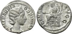 Roman Imperial Coins ORBIANA (Augusta, 225-227). Denarius. Rome. Obv: SALL BARBIA ORBIANA AVG. Diademed and draped bust right. Rev: CONCORDIA AVGG. Concordia seated left on curule chair, holding pater
