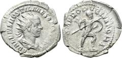 Roman Imperial Coins HOSTILIAN (Caesar, 250-251). Antoninianus. Rome. Obv: C VALENS HOSTIL MES QVINTVS N C. Radiate, draped and cuirassed bust right. Rev: MARTI PROPVGNATORI. Mars advancing right, hol