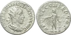 Roman Imperial Coins AEMILIAN (253). Antoninianus. Rome. Obv: IMP AEMILIANVS PIVS FEL AVG. Radiate, draped and cuirassed bust right. Rev: APOL CONSERVAT. Apollo standing left, holding branch and resti