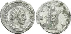 Roman Imperial Coins AEMILIAN (253). Antoninianus. Rome. Obv: IMP CAES AEMILIANVS P F AVG. Radiate, draped and cuirassed bust right. Rev: PM TR P I PP. Aemilian standing left, sacrificing over altar f