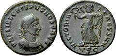The K.L. Collection of Late Roman Coins CRISPUS (Caesar, 316-326). Follis. Thessalonica. Obv: DN FL IVL CRISPVS NOB CAES. Laureate, draped and cuirassed bust right. Rev: VICTORIA CAESS NN / TSC. Victo