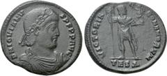 The K.L. Collection of Late Roman Coins JOVIAN (363-364). Double Maiorina. Thessalonica. Obv: D N IOVIANVS P F P P AVG. Diademed, draped and cuirassed bust right. Rev: VICTORIA ROMANORVM / TESΔ. Jovia