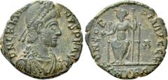 The K.L. Collection of Late Roman Coins GRATIAN (367-383). Follis. Thessalonica. Obv: DN GRATIANVS PF AVG. Diademed, draped and cuirassed bust right. Rev: CONCORDIA AVGGG / Δ / SMTES. Helmeted Roma, s