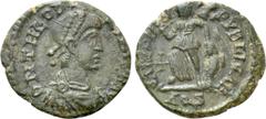 The K.L. Collection of Late Roman Coins THEODOSIUS I (379-395). Ae. Aquileia. Obv: DN THEODOSIVS PF AVG. Diademed, draped and cuirassed bust right. Rev: SALVS REI PVBLICAE / AQS. Victory advancing lef
