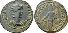 Roman Provincial Coins PHRYGIA. Cibyra. Herennia Etruscilla (249-251). Ae. Dated RY 226 (250/1). Obv: EPENNIA ETPOYCKIΛΛA CEB. Draped and diademed bust right. Rev: KAICAPEWN KIBYPATWN / ET / FKC. Tych