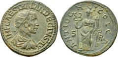 Roman Provincial Coins PISIDIA. Antioch. Trajanus Decius (249-251). Ae. Obv: IMP CAES TRAIAN DECIVS AV. Radiate, draped and cuirassed bust right. Rev: ANTIOCHI COL CA / S - R. Felicitas standing facin