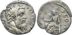 Roman Imperial Coins PERTINAX (193). Denarius. Rome. Obv: IMP CAES P HELV PERTIN AVG. Laureate head right. Rev: OPI DIVIN TR P COS II. Ops seated left on throne, holding grain ears. RIC 8a. Condition: