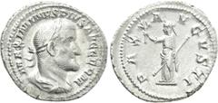 Roman Imperial Coins MAXIMINUS THRAX (235-238). Denarius. Rome. Obv: MAXIMINVS PIVS AVG GERM. Laureate, draped and cuirassed bust right. Rev: PAX AVGVSTI. Pax standing left, holding branch and sceptre