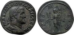 Roman Imperial Coins MAXIMINUS THRAX (235-238). Sestertius. Rome. Obv: MAXIMINVS PIVS AVG GERM. Laureate, draped and cuirassed bust right. Rev: FIDES MILITVM / S - C. Fides standing left, holding sign