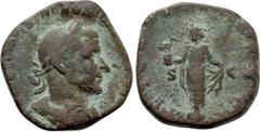 Roman Imperial Coins TREBONIANUS GALLUS (251-253). Sestertius. Rome. Obv: IMP CAES C VIBIVS TREBONIANVS GALLVS AVG. Laureate, draped and cuirassed bust right. Rev: AETERNITAS AVGG / S - C. Aeternitas 