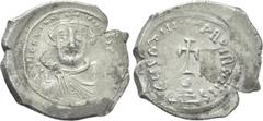 Byzantine Coins CONSTANS II (641-668). Hexagram. Constantinople. Obv: δ N CONSTANTINЧS P P AЧ. Crowned and draped bust facing, holding globus cruciger. Rev: δЄЧS AδIЧTA ROMANIS. Cross potent set upon 