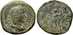 Roman Imperial Coins TREBONIANUS GALLUS (251-253). Sestertius. Rome. Obv: IMP CAES C VIBIVS TREBONIANVS GALLVS AVG. Laureate, draped and cuirassed bust right. Rev: VIRTVS AVGG / S - C. Virtus standing