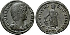 Roman Imperial Coins HELENA (Augusta, 324-328/30). Follis. Thessalonica. Obv: FL HELENA AVGVSTA. Diademed and mantled bust right. Rev: SECVRITAS REIPVBLICE / SMTSΓ. Securitas standing left, holding br