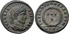 Roman Imperial Coins CRISPUS (Caesar, 316-326). Follis. Siscia. Obv: IVL CRISPVS NOB C. Laureate head right. Rev: CAESARVM NOSTRORVM / ASIS (star). VOT / V in two lines within wreath. RIC 161. Conditi