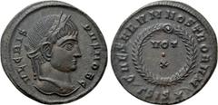 Roman Imperial Coins CRISPUS (Caesar, 316-326). Follis. Siscia. Obv: IVL CRISPVS NOB C. Laureate head right. Rev: CAESARVM NOSTRORVM / ΓSIS (star). VOT / X in two lines within wreath. RIC 165. Conditi